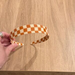Orange Checkered Acrylic Headband - Women Accessories